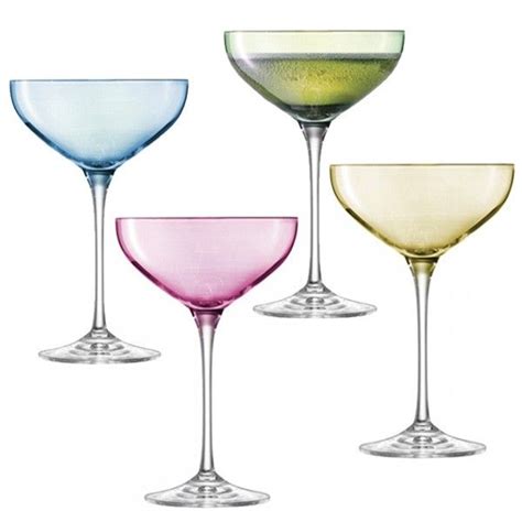 LSA Polka Champagne Saucers Pastels Set Of 4 Cocktail Glass