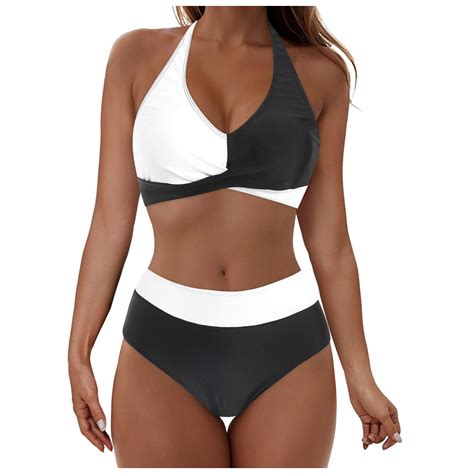 Caivo Women Swimwear Sexy Cute Split Bikini High Waisted Bikini Sexy