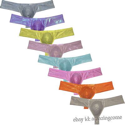 Men Gloss Wet Look Skimpy Boxer Briefs Pouch Enhancing Bikini Underpants Hipster EBay