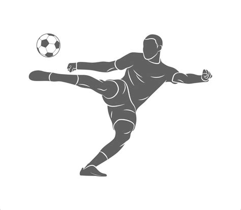 Joueur De Football Silhouette Tir Rapide D Une Balle Sur Un Fond Blanc