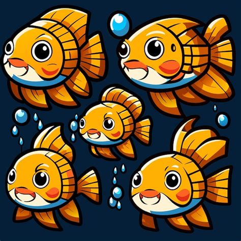 Premium Vector Colorful Fish Game Icons Vector Illustration Set