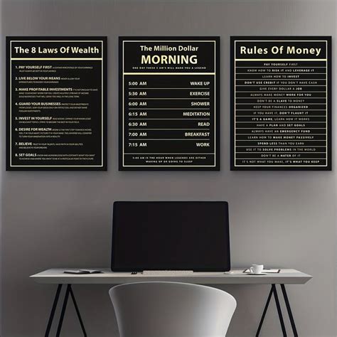 Temu3pcs Canvas Poster Modern Art Wealth Motivational Millionaire