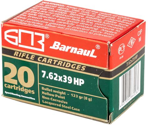 Barnaul Ammunition 7 62X39 123Gr Hollow Point Steel Lacquered Case 20