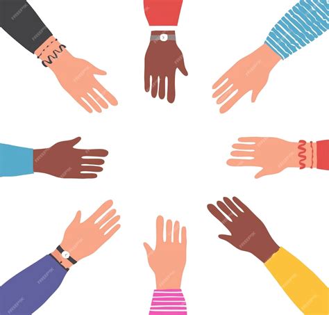 Premium Vector Hands Of Diverse Group Of People Putting Together