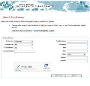 Maryland Pharmacist License Verification - mdbop.mylicense.com - Check ...