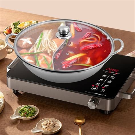 Stainless Steel Hot Pot W Dual Divider Shabu Shabu Pot W Glass Lid Cookware EBay