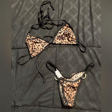 Swim Leopard Print Scrunch Bum Micro Bikini In Size Os Bottoms And