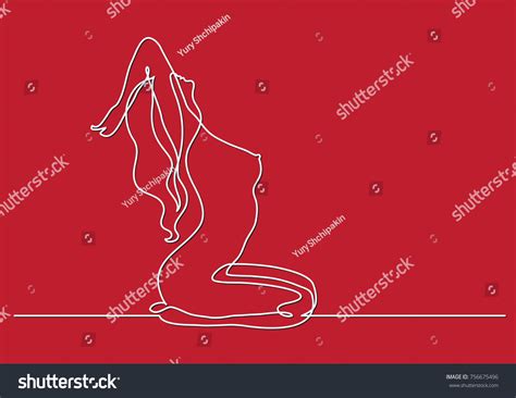 Continuous Line Drawing Naked Woman Sitting Image Vectorielle De Stock Libre De Droits