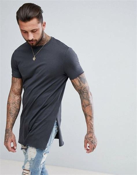 Asos Asos Design Super Longline Raw Edge T Shirt With Side Splits In