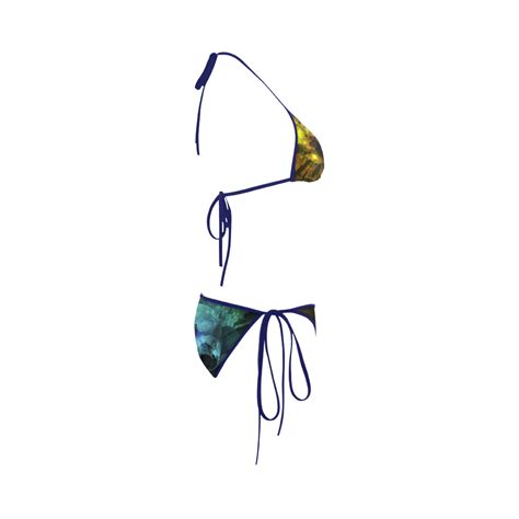 Yellow And Blue Sparkling Rose Custom Bikini Swimsuit Id D