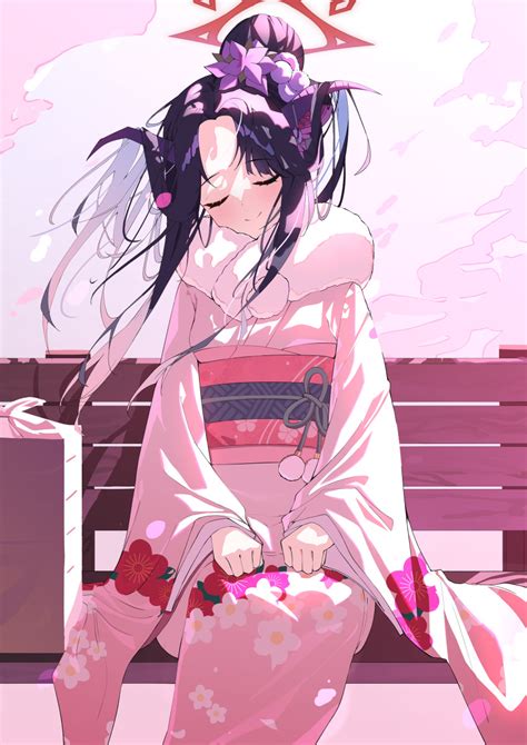 Safebooru 1girl Absurdres Bench Bento Black Hair Blue Archive Closed