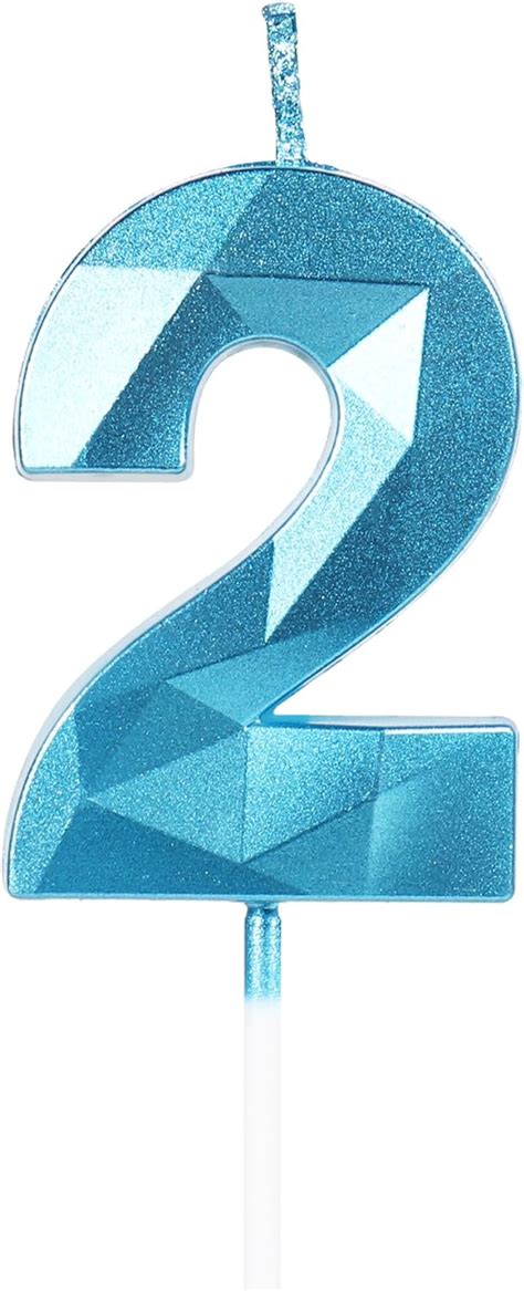 Ggb Number 2 Candles2nd Birthday Candlesblue Happy Birthday Candle For Cake3d Design Cake