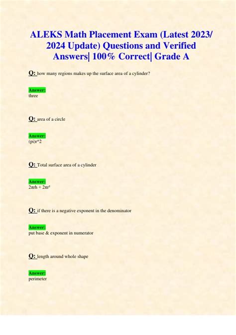 Every Formula You Need For Aleks Exam Printable | FREE Printables