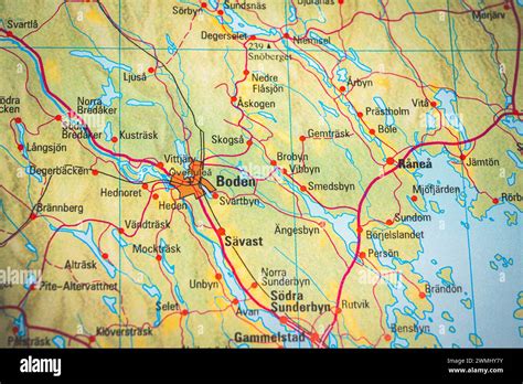 Atlas map of Boden in Sweden Stock Photo - Alamy