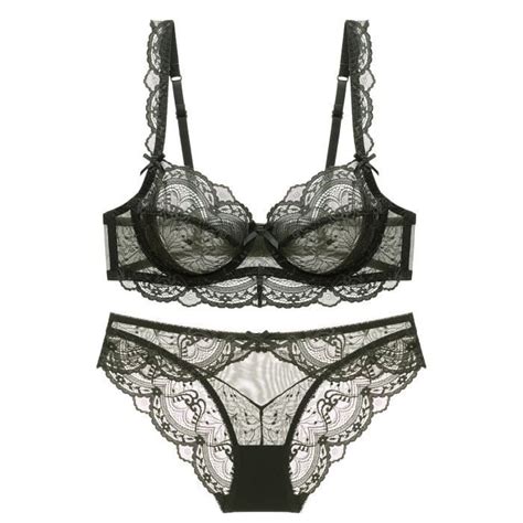 Ensemble Lingerie Femme Dentelle Transparente KJEHOME Vert Maintien Parfait Bretelle