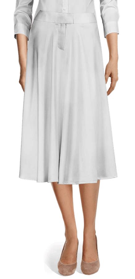 White Polyester Rayon Midi Flared Skirt Suit With Shawl Lapels Sumissura