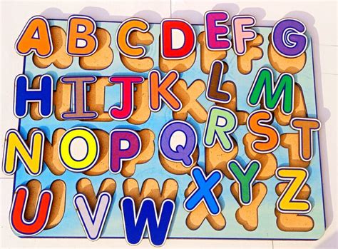 Wooden Knob Puzzle Abcd Alphabets Universal Wooden Toys