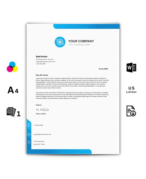 Word Letterhead Template Blue