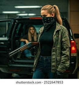 Ponytailed Blonde Woman Black Satin Bandana AI Generated Image 2522645429 Shutterstock