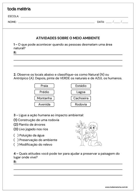 Atividades sobre o meio ambiente para imprimir (4º ano do Fundamental ...