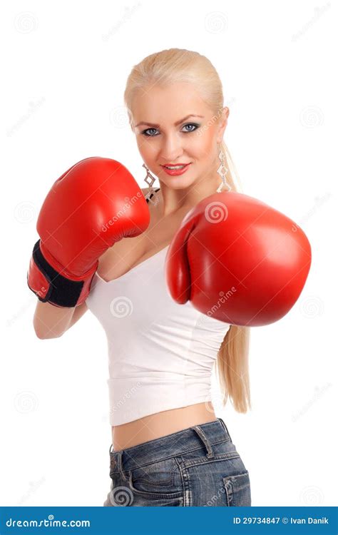 Femme Sexy Avec Des Gants De Boxe Image Stock Image Du Blonde Gants 29734847