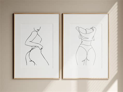 Woman Line Art Print Female Figure Line Art Set Naked Woman Wall Art Print Set Abstract Woman