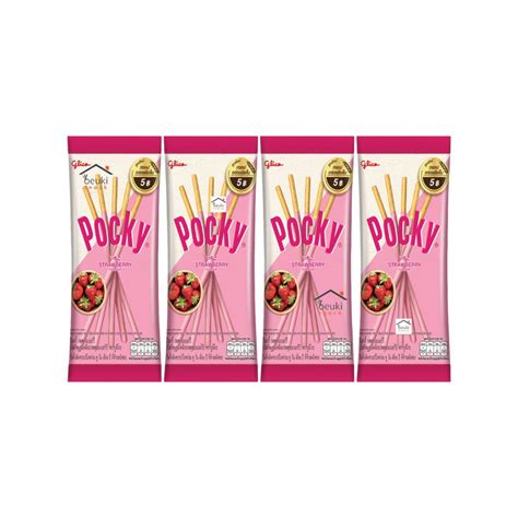 Jual 4PCS Pocky Sachet Strawberry Biskuit Stik Salut Krim Stroberi