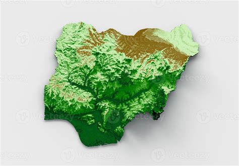 Nigeria Topographic Map 3d realistic map Color 3d illustration 11130082