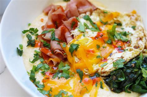 Easy Breakfast All In 1 Ham And Cheese Grits Bowl