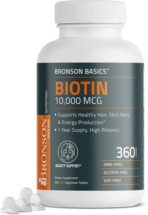 Amazon.com: Bronson Biotin 10,000 MCG Supports Healthy Hair, Skin ...
