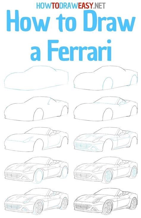 How to Draw a Ferrari Step by Step | Car drawings, Drawing tutorial easy, Car drawing easy