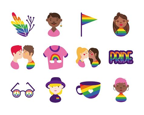 Bundle Of Gay Pride Icons And People Hand Draw Style Vector Art At Vecteezy