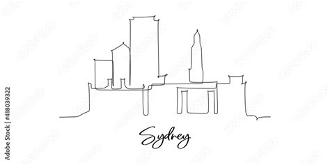 Sydney of Australia landmark skyline - continuous one line drawing ...