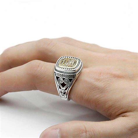 Bague Islam Homme Argent Zircon Muslim Mine