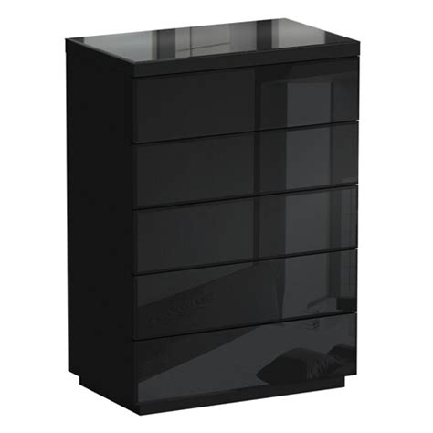 Комод высокий с 5 ящиками черный глянец Kristal - купить за 33030 руб в ...