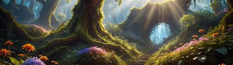 Mystical Forest Wallpaper 4K, Path, Sunlight, AI art 