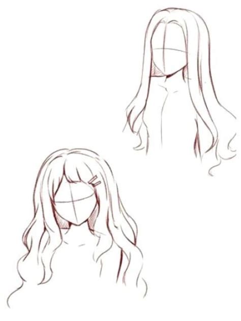 Two Drawings Of Long Hair With Different Angles