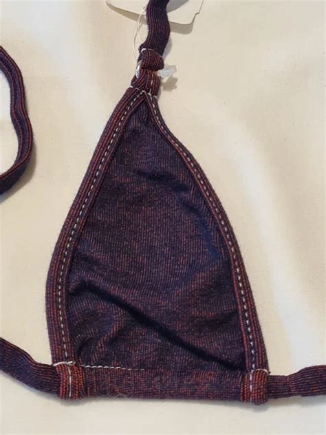 New Wicked Weasel Stretch Denim Bikini Tri Top Red Micro Picclick Uk