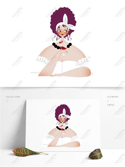 Hand Drawn Fat Woman Drinking Red Wine Free Png Psd Images Free