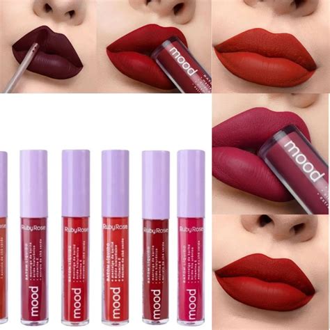 Batom Liquido Matte Ruby Rose Mood Nude Vermelho Rosa Baton Vegano