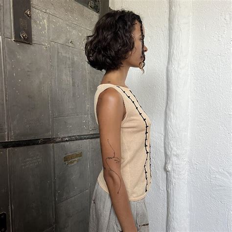 Anna Molinari Nude Beige Black Piping Cotton Knit Depop