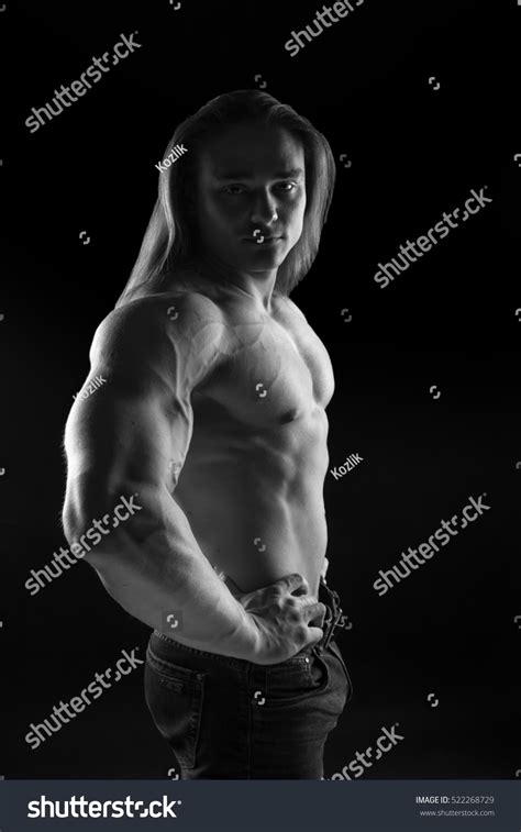 Black And White Portrait Naked Torso Male Bodybuilder Stock Photo Shutterstock