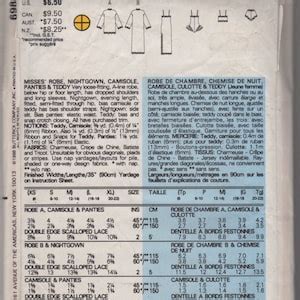S Butterick Misses Lingerie Nightgown Robe Camisole Panties Vintage Sewing Size Lg Xl