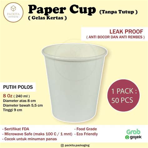 Promo Paper Hot Cup Gelas Kertas Tahan Panas Polos Oz Ml Pcs Diskon Di Seller
