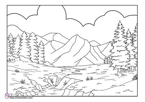 Detail Mewarnai Gambar Pemandangan Gunung Koleksi Nomer 7