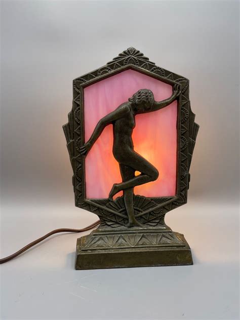 Vintage Frankart Style Nude Lady Lamp Art Deco Pink Metal Billings