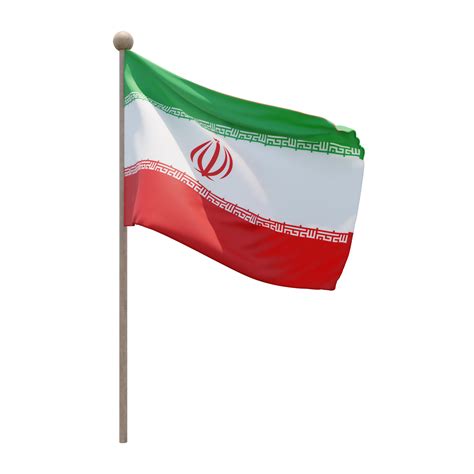 Iran 3d Illustration Flag On Pole Wood Flagpole 11235508 Png