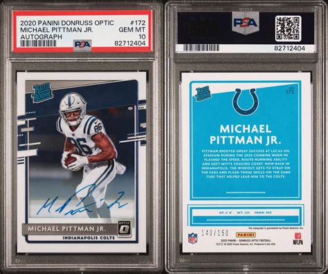 Michael Pittman Jr 2020 Optic 172 Rated Rookie Autographs 150 PSA 10