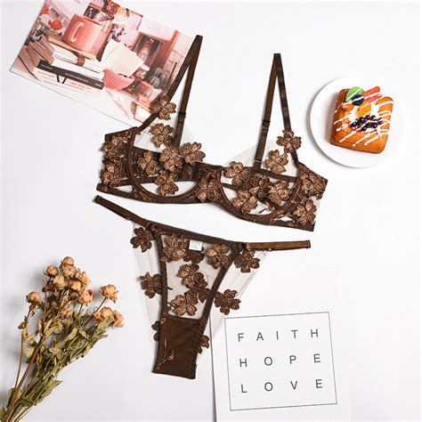 Elegant Floral Embroidered Perspective Lingerie Set Etsy Polska