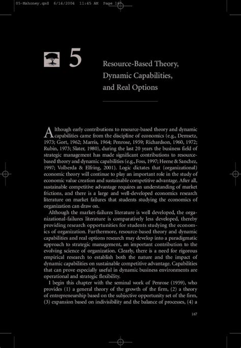 Pdf Resource Based Theory Dynamic Capabilities And Real Options